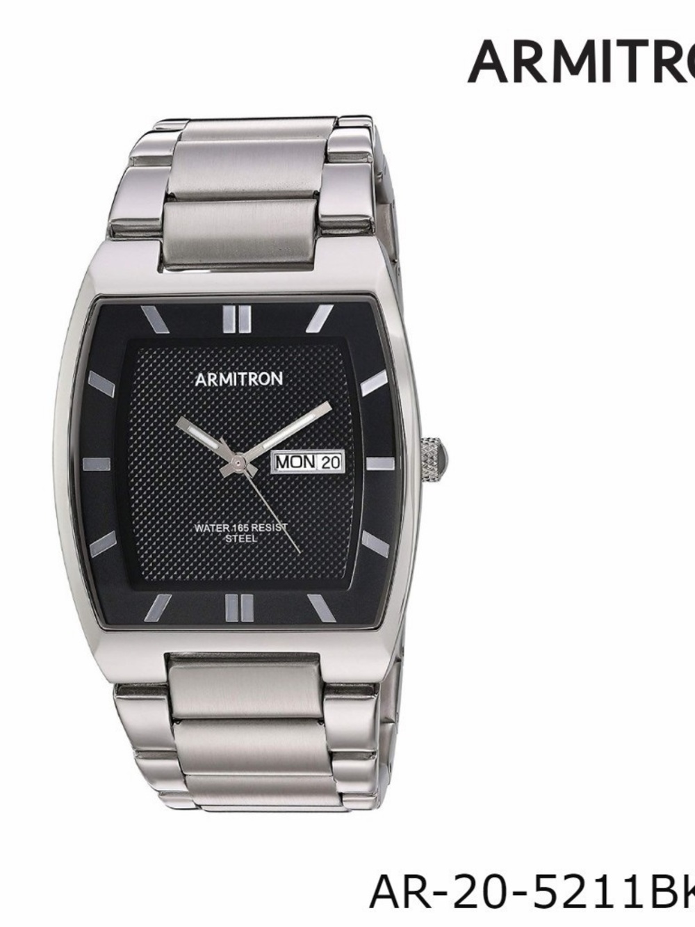 Armitron Men's Silver all Stainless Steel Watch with Black Dial